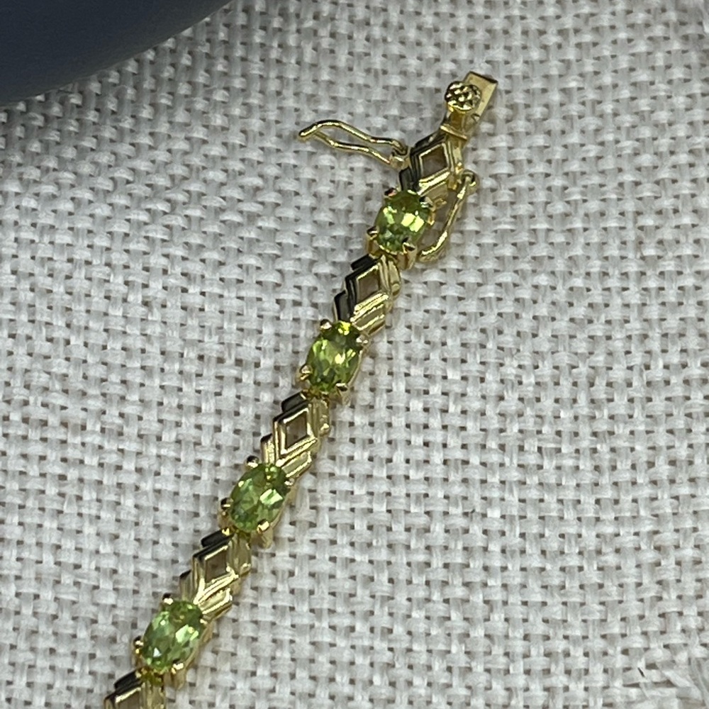 Vintage JJT Gold Vermeil 925 Sterling Genuine Peridot Link Bracelet 7.25" - Picture 15 of 17